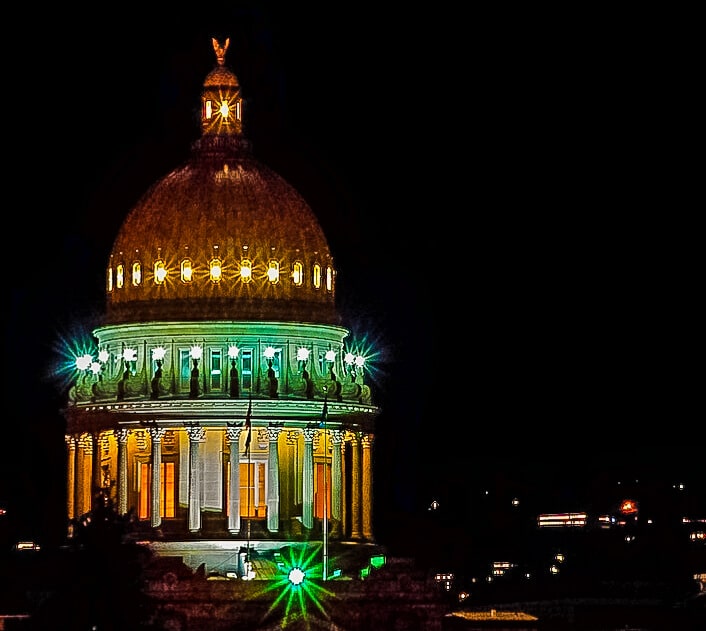 Outside State Capital at night